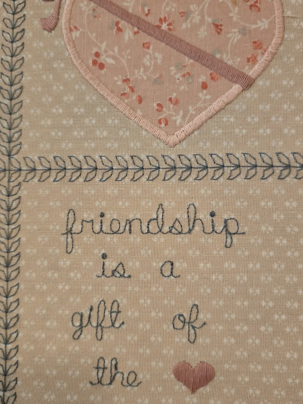 Vintage Valorie Sockwell Folk Art Applique Framed Friendship Hearts Wall Decor